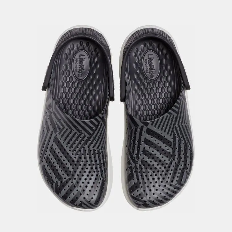 כפכף קרוקס בהדפס פסים בצבע אפור/שחור Crocs 206410-0CD LiteRide Geopunk Clog