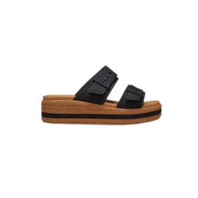 כפכפי פלטפורמה קרוקס לנשים עם סוליה קלועה Crocs Brooklyn Woven Buckle Black 209978-001