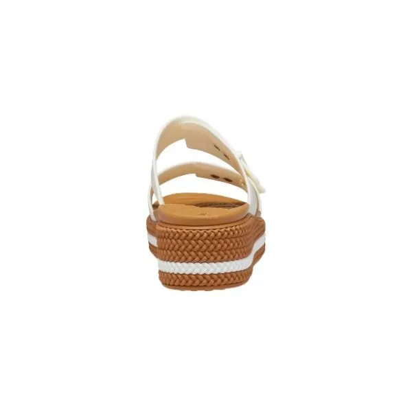 כפכפי פלטפורמה קרוקס לנשים עם סוליה קלועה Crocs Brooklyn Woven Buckle White 209978-0WV