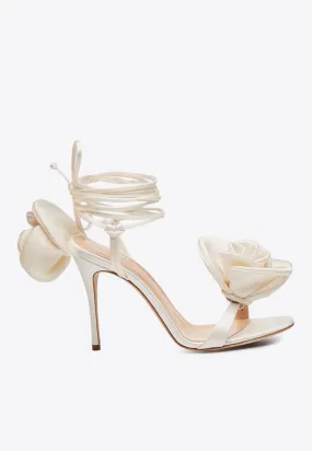 105 Double Flower Satin Sandals