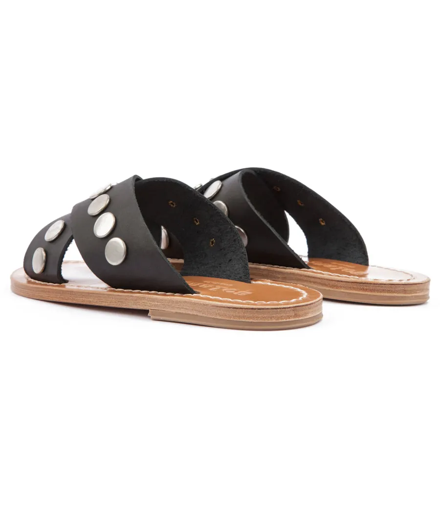 ARIS STUDS SANDALS FT WIDE CRISSCROSS SUPPORT STAPS BLACK