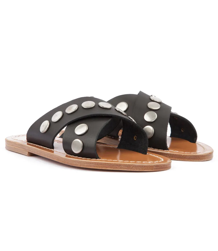 ARIS STUDS SANDALS FT WIDE CRISSCROSS SUPPORT STAPS BLACK