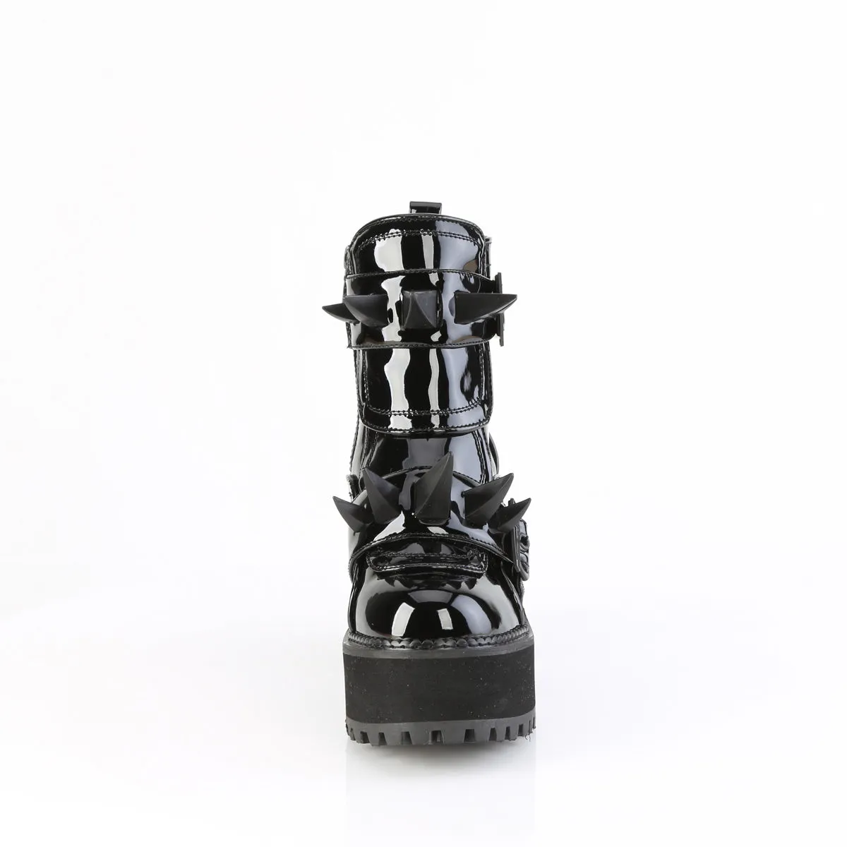 ASSAULT-72 DemoniaCult Alternative Footwear Women's Spike Detail Ankle Platform Boots