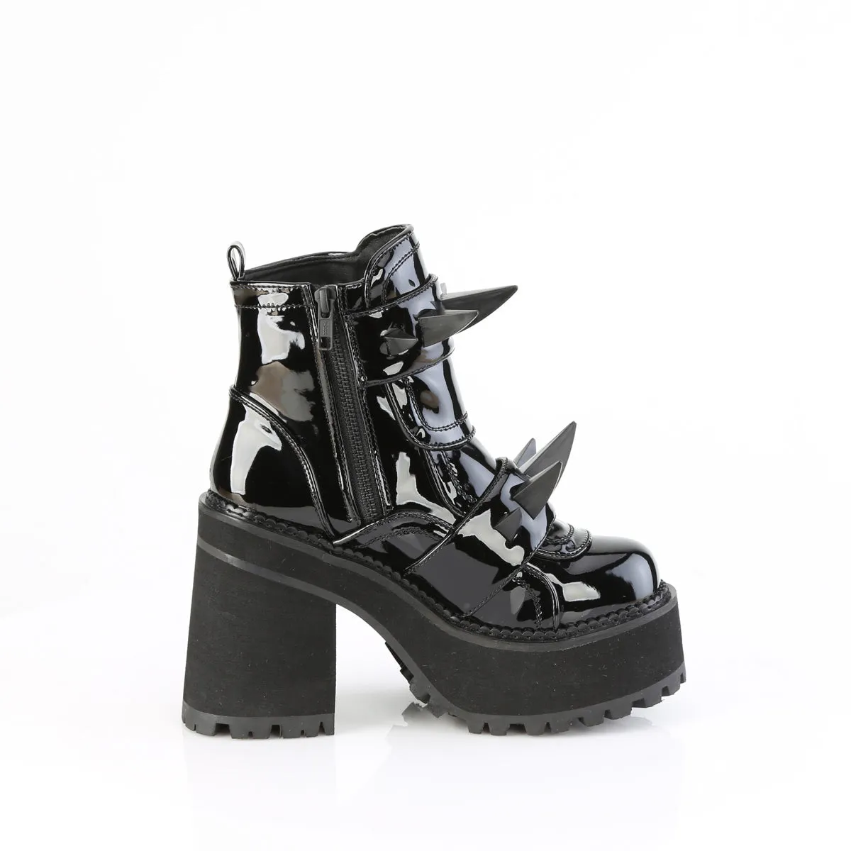 ASSAULT-72 DemoniaCult Alternative Footwear Women's Spike Detail Ankle Platform Boots