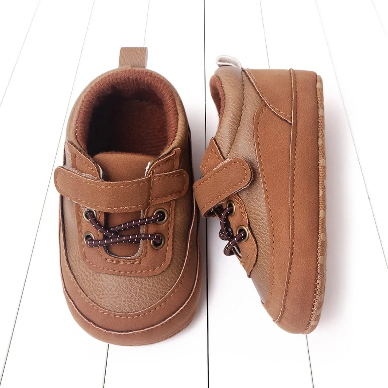 Baby Girls Boys PU Leather 𝐎xford Shoes Soft Rubber Sole Sneakers Infant Walking Shoes Anti-Slip Ankle Boots