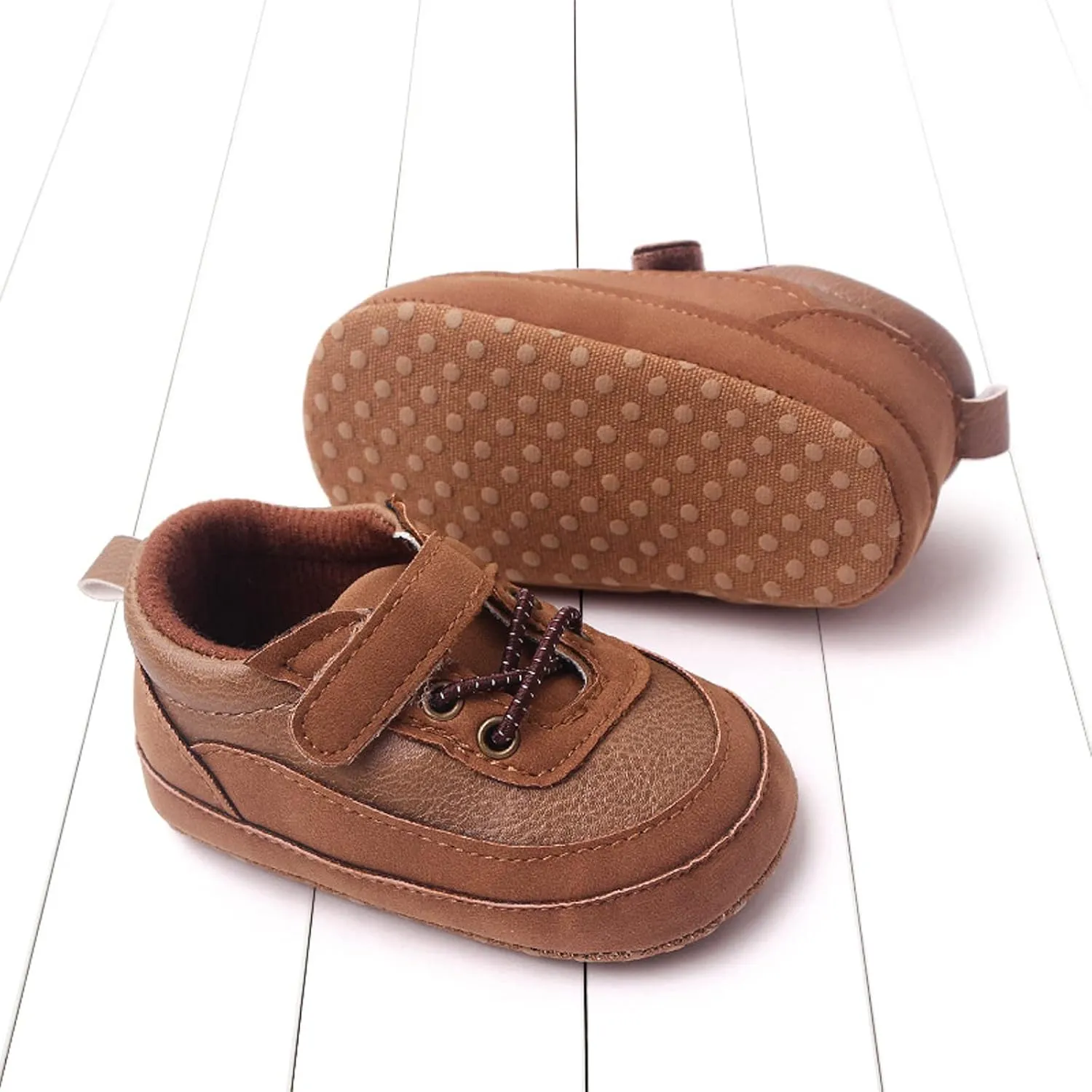 Baby Girls Boys PU Leather 𝐎xford Shoes Soft Rubber Sole Sneakers Infant Walking Shoes Anti-Slip Ankle Boots
