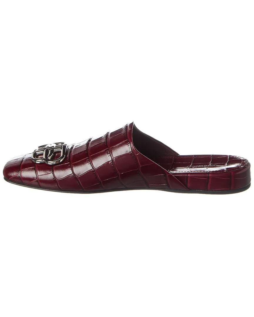 Balenciaga Cosy BB Croc-Embossed Leather Mule
