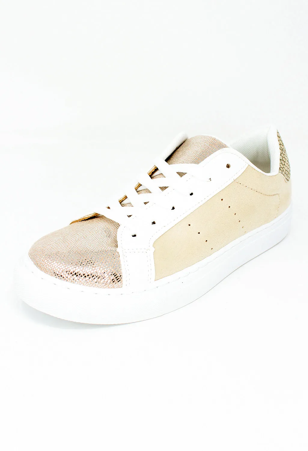 Beige Faux Suede Trainers