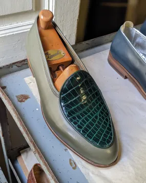 Belgian Loafer - Green Crocodile & Nappa