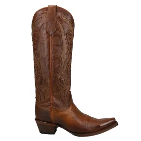 Bronze Tooled Inlay Snip Toe Cowboy Boots