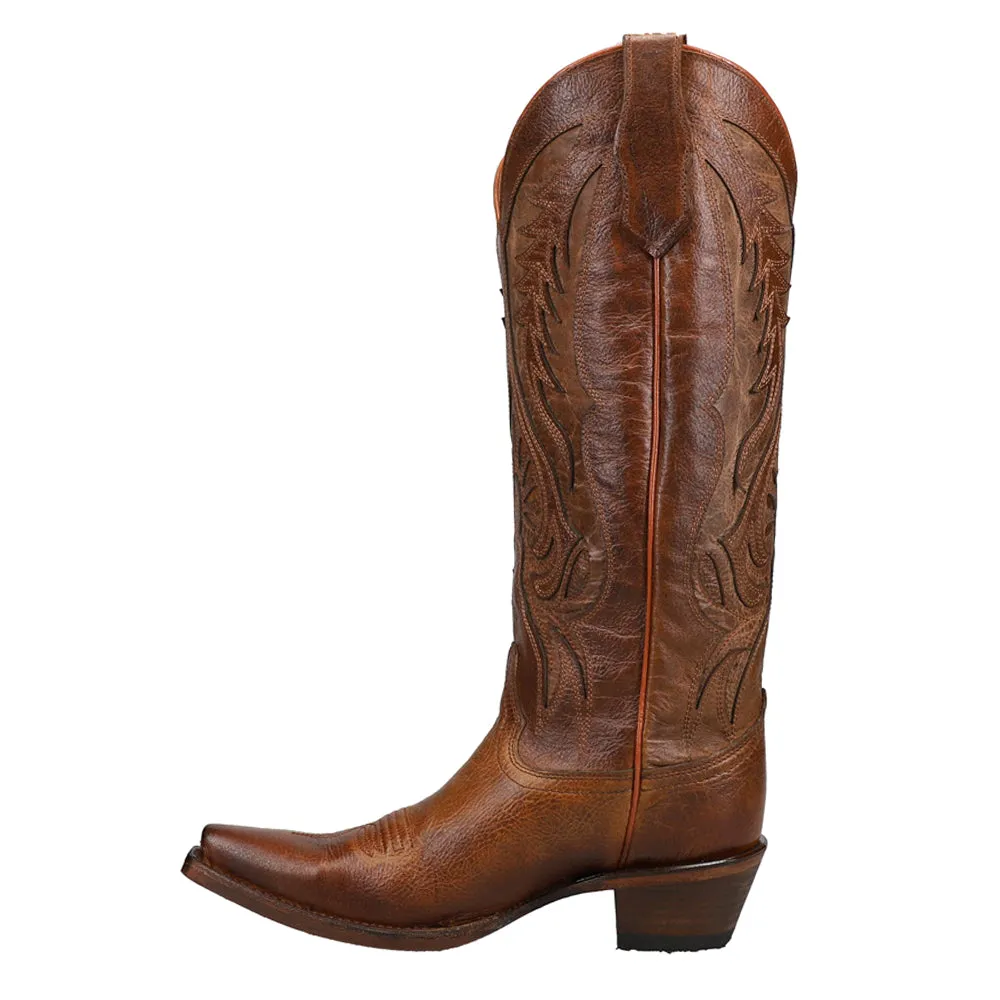 Bronze Tooled Inlay Snip Toe Cowboy Boots