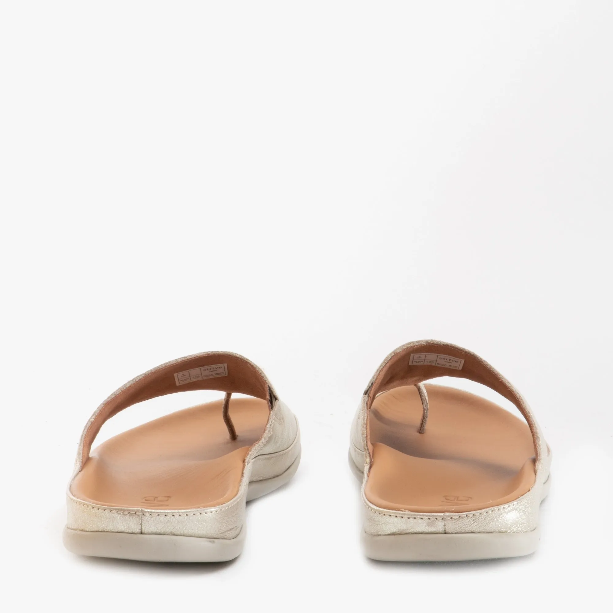 CAPRI Ladies Leather Toe Post Sandals Gold Metallic