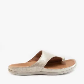 CAPRI Ladies Leather Toe Post Sandals Gold Metallic