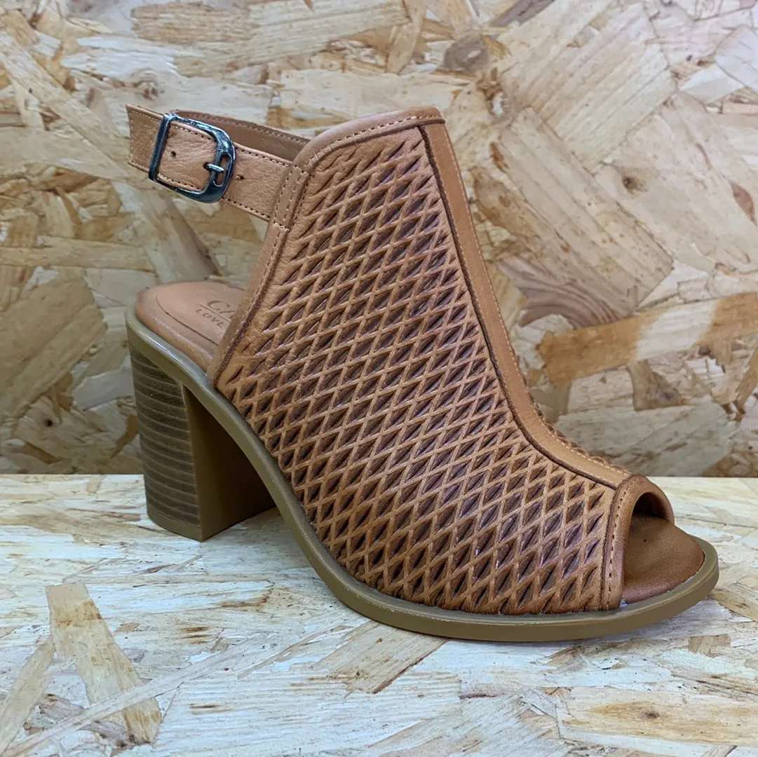 Carmela Womens Leather High Heel - Camel