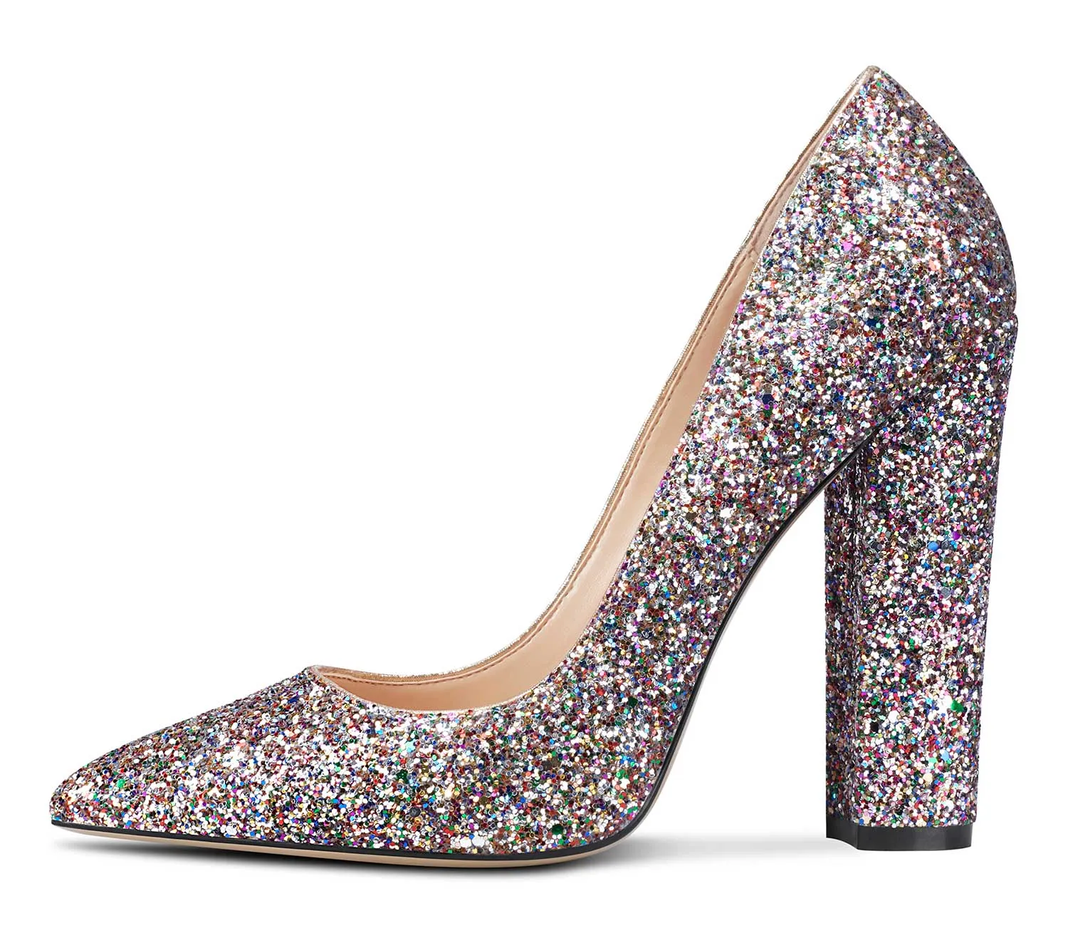 CASTAMERE Womens Sky High Block Heels Pumps Pointed Toe Slip-on 4.7 Inch Heels Shoes