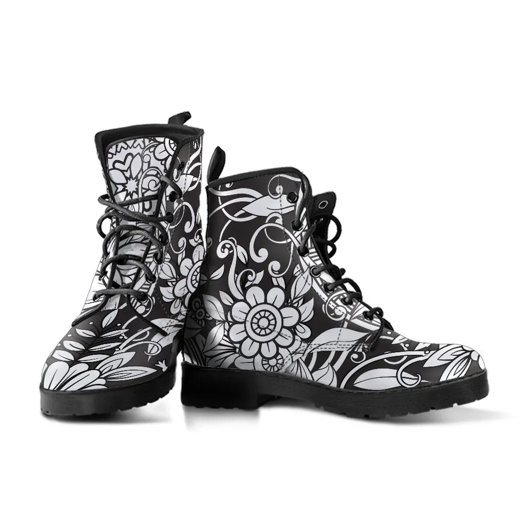 Combat Boots - B&W Doodles | Goth Boots, Gothic Boots, Black Boots, Black Hipster Boots, Black Combat Boots, White Boots Women