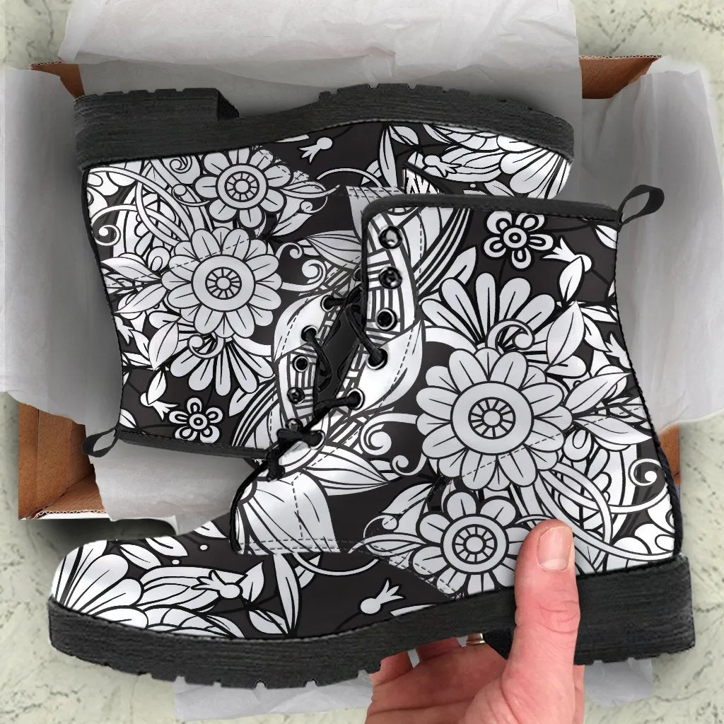 Combat Boots - B&W Doodles | Goth Boots, Gothic Boots, Black Boots, Black Hipster Boots, Black Combat Boots, White Boots Women