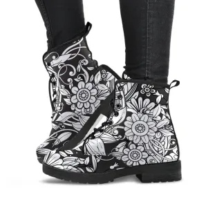 Combat Boots - B&W Doodles | Goth Boots, Gothic Boots, Black Boots, Black Hipster Boots, Black Combat Boots, White Boots Women
