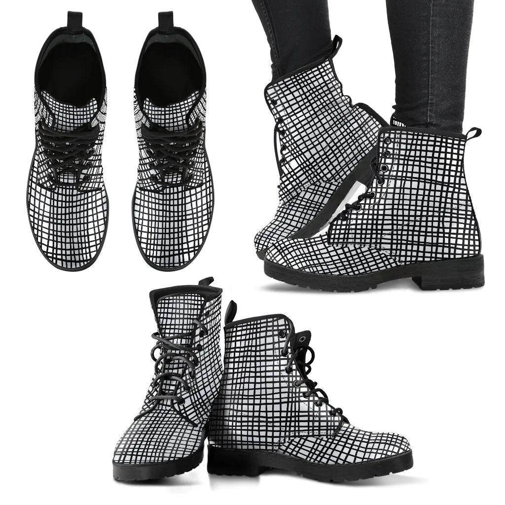 Combat Boots-Doodle Series 103, Vegan Leather