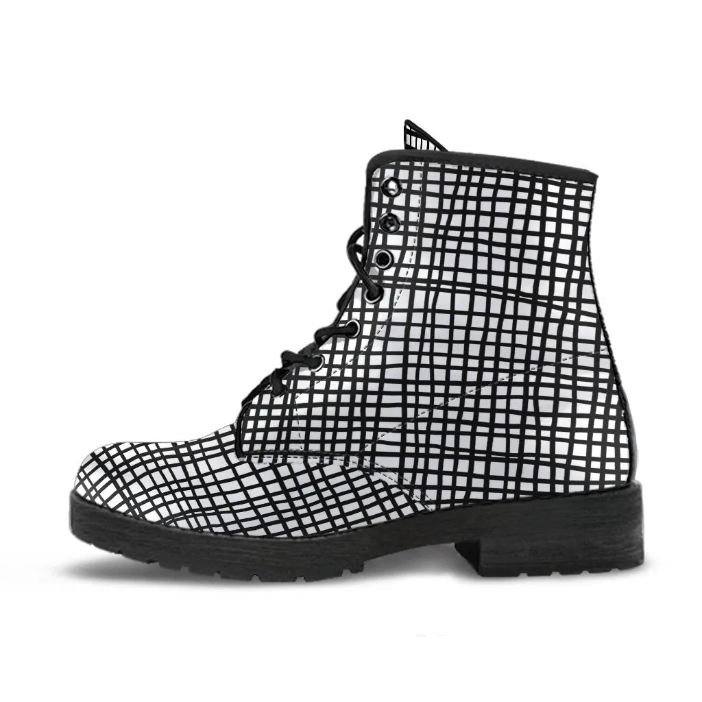 Combat Boots-Doodle Series 103, Vegan Leather