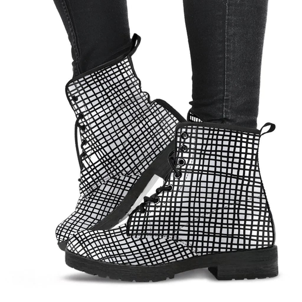 Combat Boots-Doodle Series 103, Vegan Leather