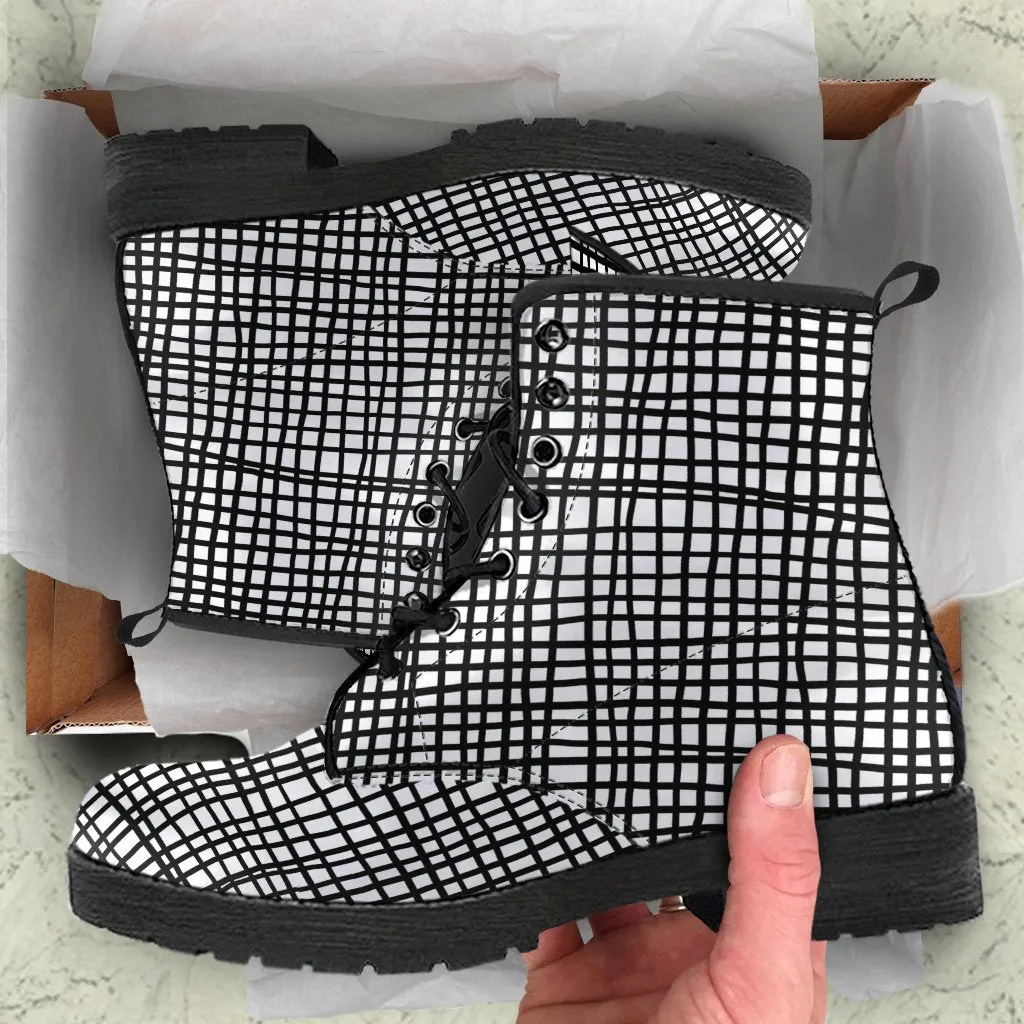 Combat Boots-Doodle Series 103, Vegan Leather