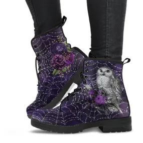 Combat Boots - Goth Shoes #33 Purple Spiderweb Boots | Purple Boots for Women, Women's Boots, Custom Shoes, Vegan Shoes, Boho Shoes