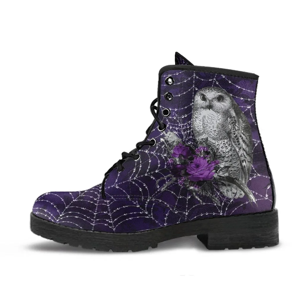 Combat Boots - Goth Shoes #33 Purple Spiderweb Boots | Purple Boots for Women, Women's Boots, Custom Shoes, Vegan Shoes, Boho Shoes