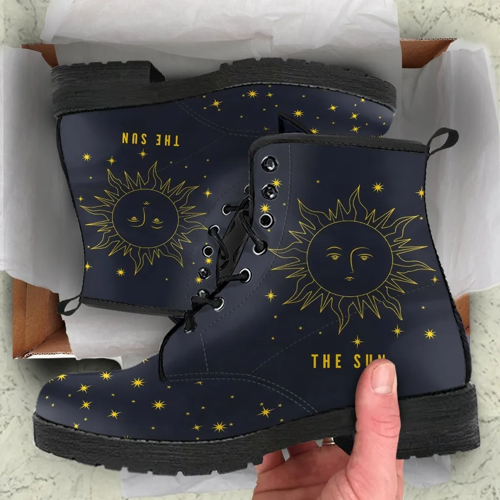 Combat Boots - The Sun | Vegan Leather Lace Up Boots Women, Handmade Lace Up Boots, Women's Boots, Custom Shoes