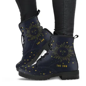 Combat Boots - The Sun | Vegan Leather Lace Up Boots Women, Handmade Lace Up Boots, Women's Boots, Custom Shoes