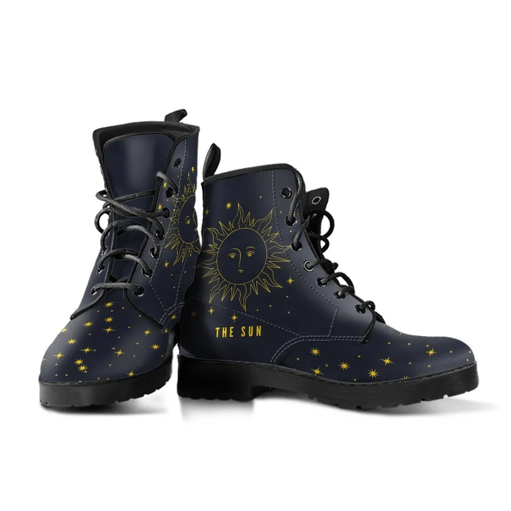 Combat Boots - The Sun | Vegan Leather Lace Up Boots Women, Handmade Lace Up Boots, Women's Boots, Custom Shoes