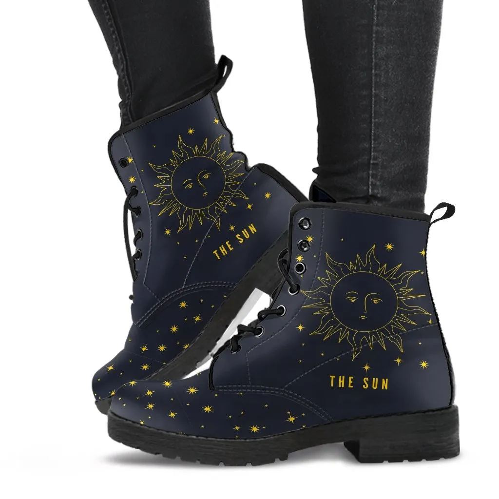 Combat Boots - The Sun | Vegan Leather Lace Up Boots Women, Handmade Lace Up Boots, Women's Boots, Custom Shoes