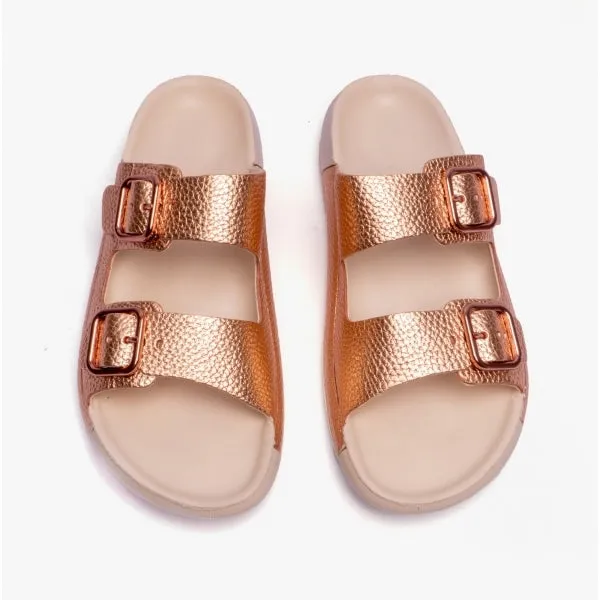 COZMO Ladies Mule Sandals Hammered Bronze