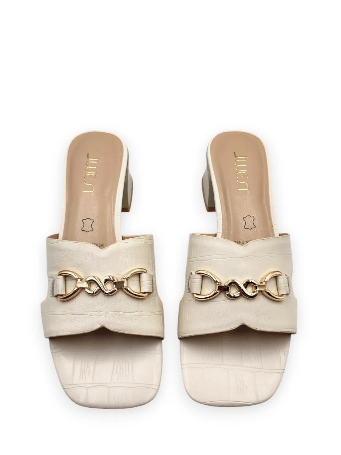 Elegant Gold Buckle Bella Heels