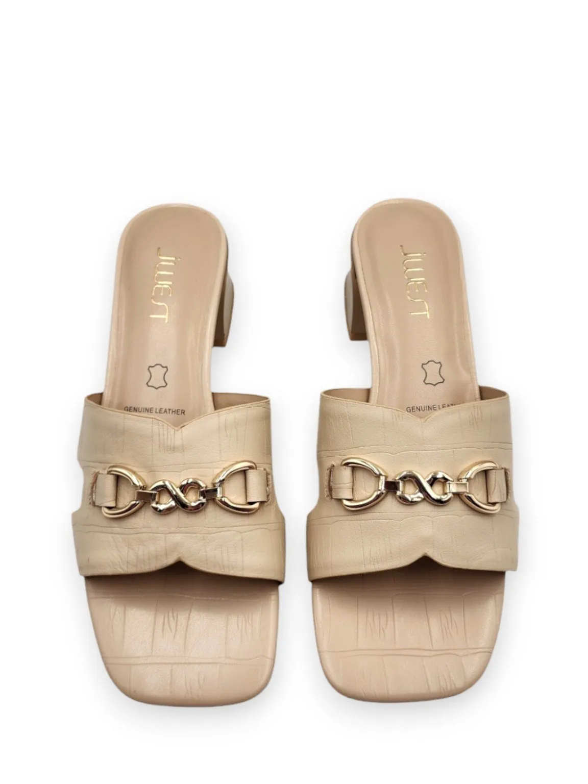 Elegant Gold Buckle Bella Heels