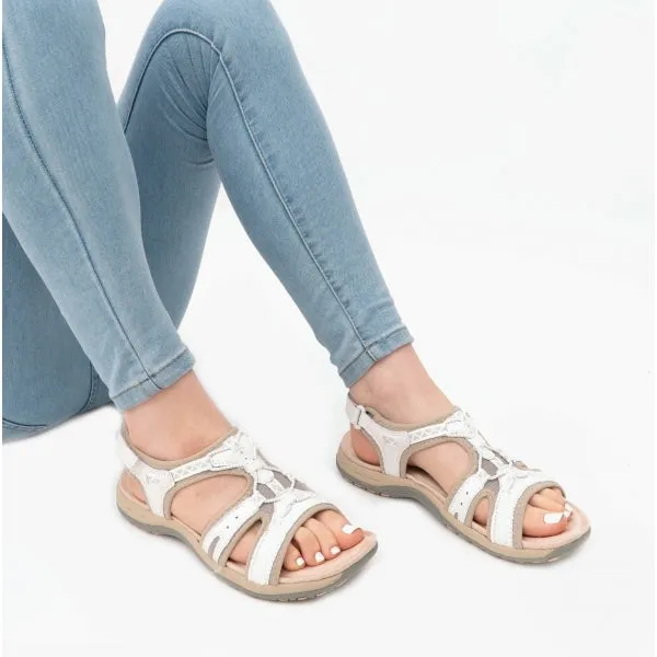 FAIRMONT Ladies Touch Fasten Leather Sandals White