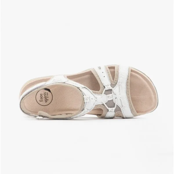 FAIRMONT Ladies Touch Fasten Leather Sandals White