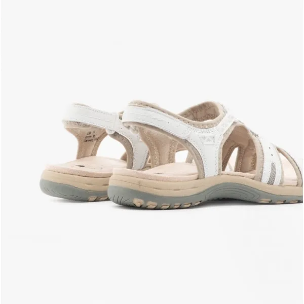 FAIRMONT Ladies Touch Fasten Leather Sandals White