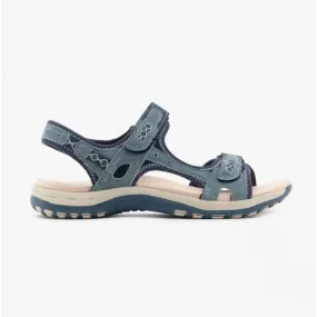 FRISCO Ladies Leather Touch Fasten Sandals Navy