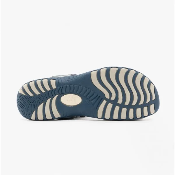 FRISCO Ladies Leather Touch Fasten Sandals Navy