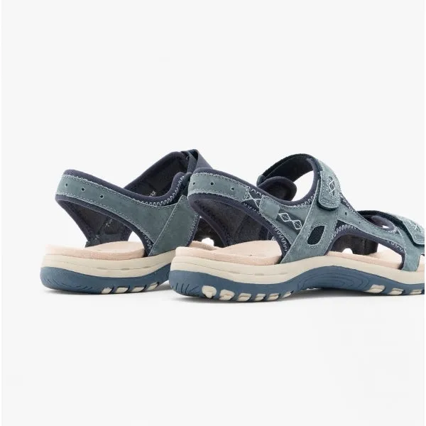 FRISCO Ladies Leather Touch Fasten Sandals Navy