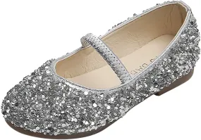 Girls Glitter Slip On Sneakers Baby Girls Dress Dance Flat Shoes Kids Soft Cozy Lightweight Outdoor Bottom Sport Shoes