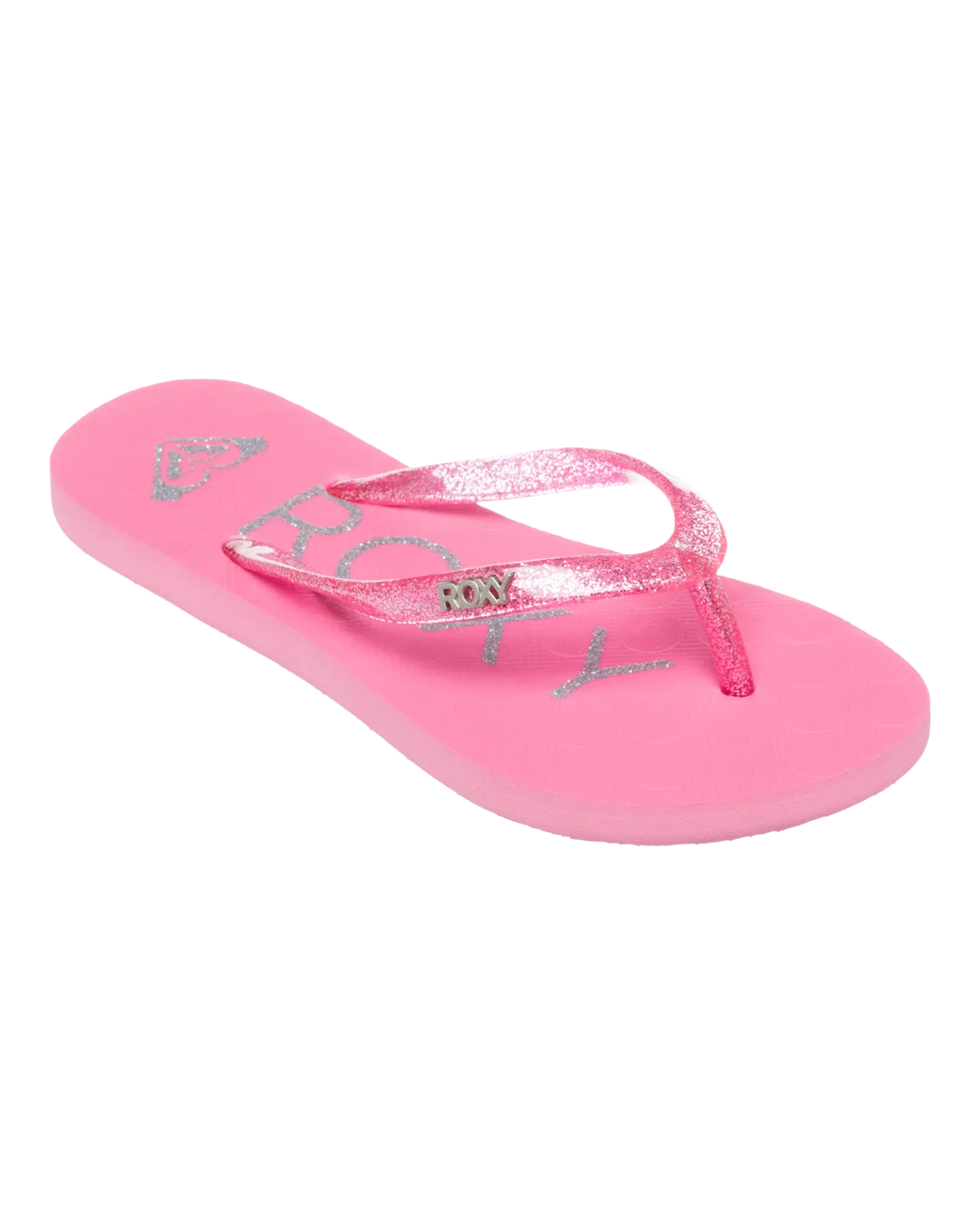 Girls Viva Sparkle Flip Flops in Bright Rose & Pink Carnation