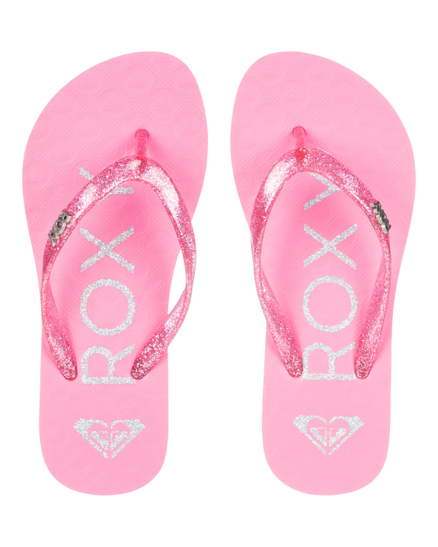 Girls Viva Sparkle Flip Flops in Bright Rose & Pink Carnation