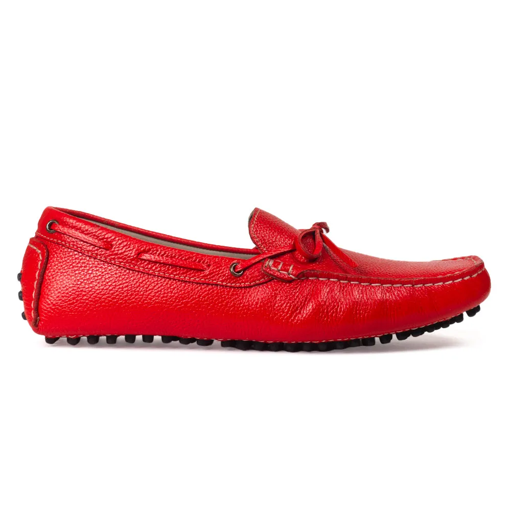 Gommino Leather Bow Loafers (Red)