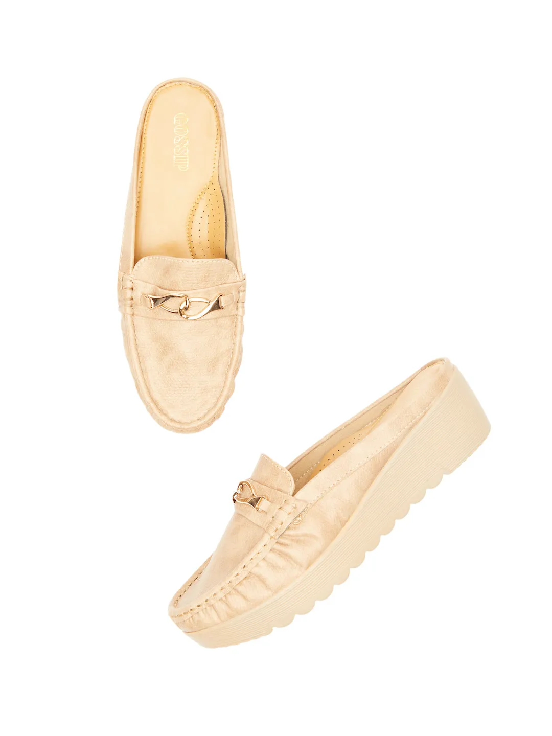 GOSSIP WOMENS DARK BEIGE MOCCASINS