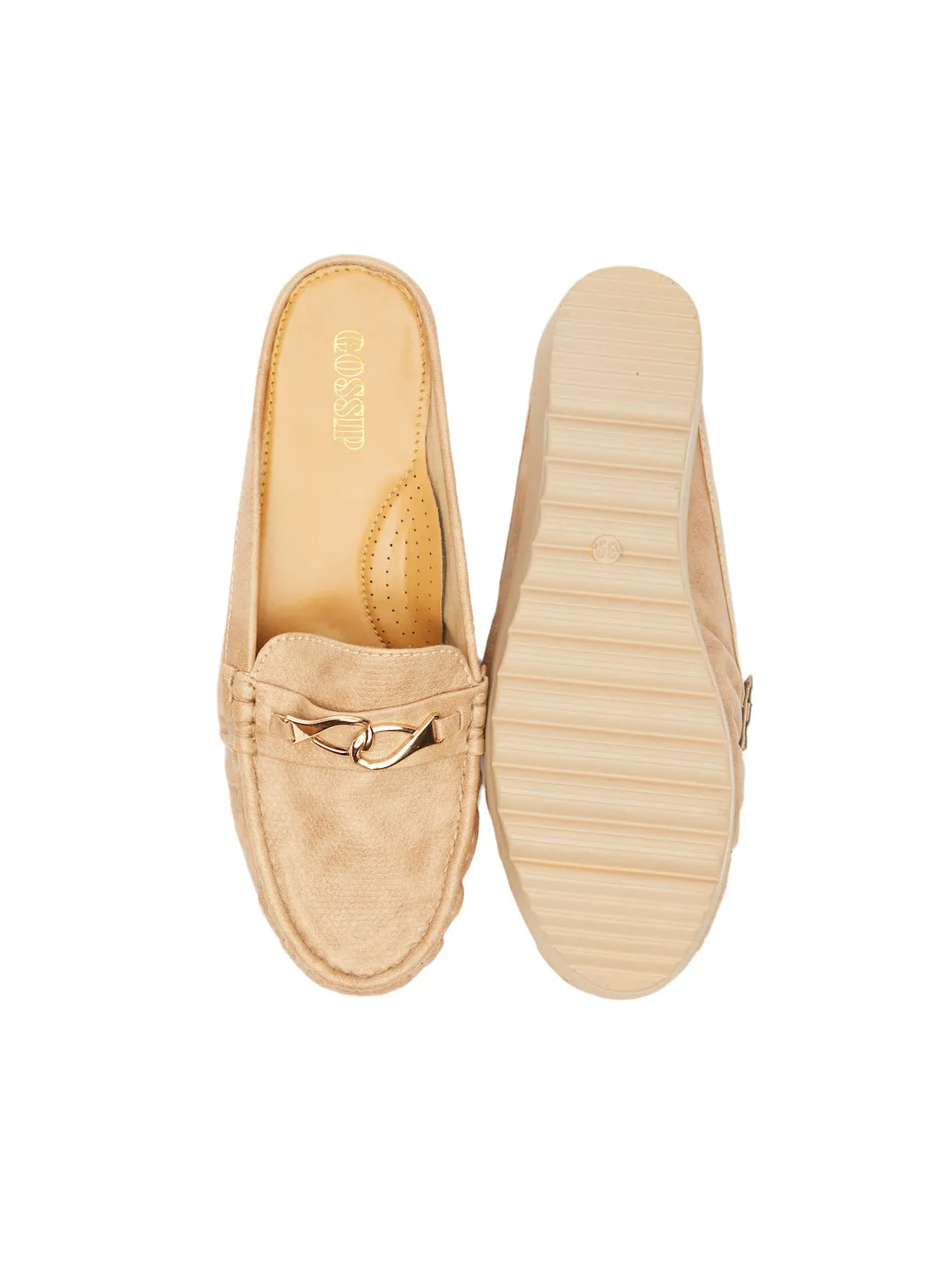 GOSSIP WOMENS DARK BEIGE MOCCASINS