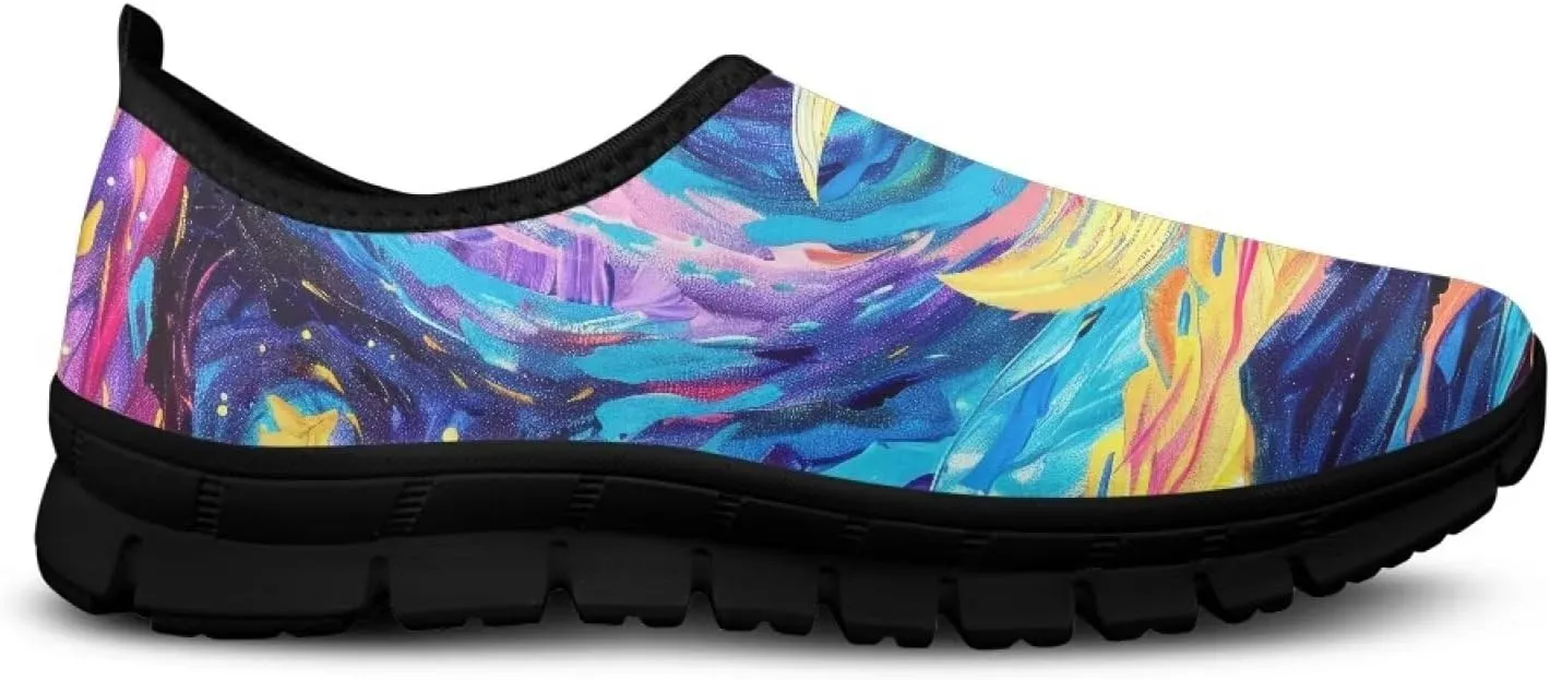 GOSTONG Sneakers for Women Comfort Soft Non Slip Outdoor Running Sneakers Casual Slip-on Home Walking Loafers Black US 5.5-11.5