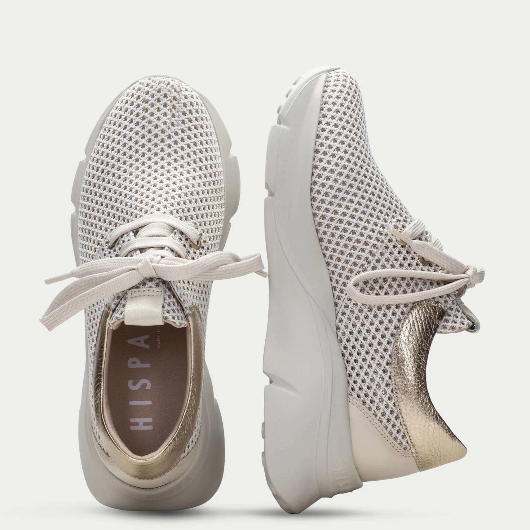 Hispanitas White Mesh Chunky Sneakers