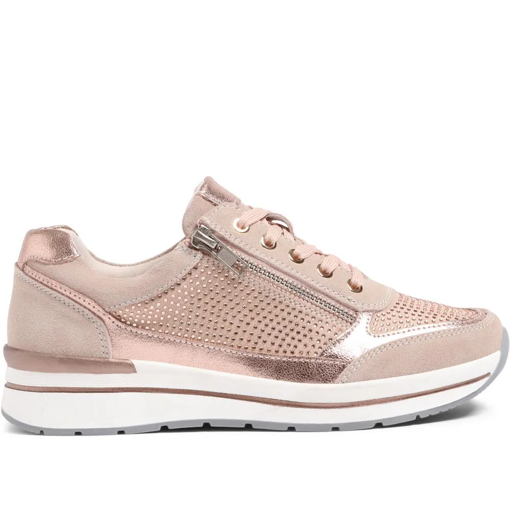 Lace-Up Leather Trainers - BRK35087 / 322 550